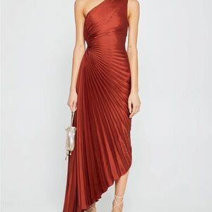 o.p.t Perko Elegant One-Shoulder Rust Dress